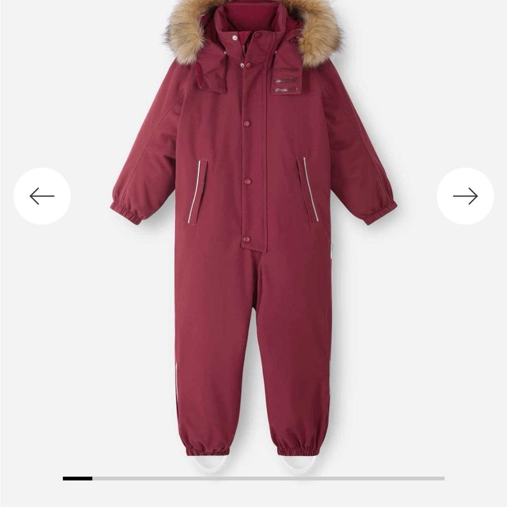 Kids Burgundy Snowsuit with Faux Fur Trim